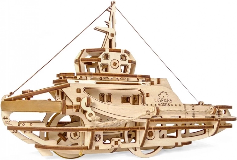 Ugears dřevěné mechanické puzzle remorkér