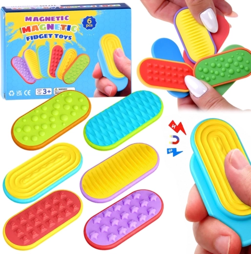 Magnetické senzorické posuvné fidget hračky – sada 6 ks