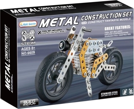 Kovová stavebnice motorky žlutá 162 ks