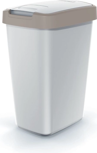 Odpadkový koš Compacta Q Flap 12 l, popelavý se světle hnědým víkem
