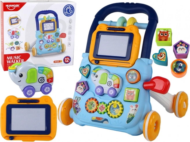 Interaktivní chodítko pro děti s edukační tabulkou, modré