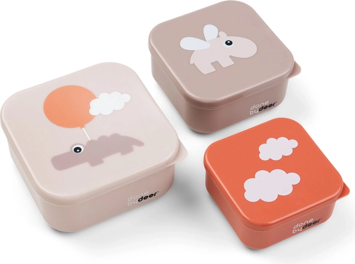 Done by Deer sada svačinových boxů Happy clouds - 3 ks – Růžová