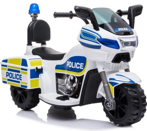 Dětská policejní elektrická motorka na baterii bílá
