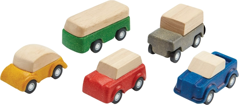PlanToys PlanWorld dřevěná autíčka – sada 5 vozidel