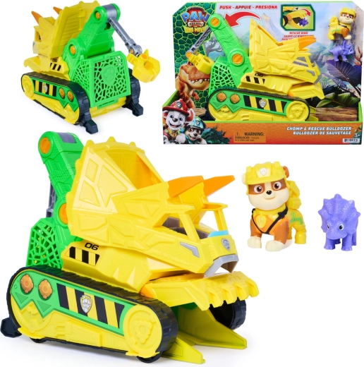 Spin Master Tlapková patrola ve filmu – dino záchrana: Rubbleův buldozer Chomp & Rescue 23 cm s figurkami