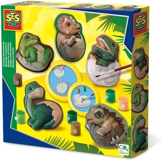SES Creative sádrové odlitky a barvy – dinosauři z vajec