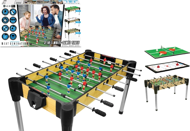 Herní stůl 3v1 – fotbal, hokej a ping‑pong 122 cm
