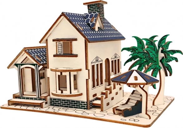 Woodcraft dřevěné 3D puzzle dům na pláži