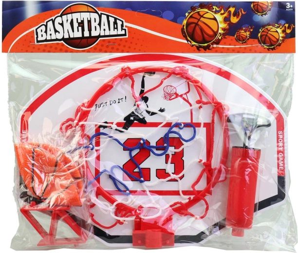 Basketbalový koš trikolora s míčem a pumpičkou