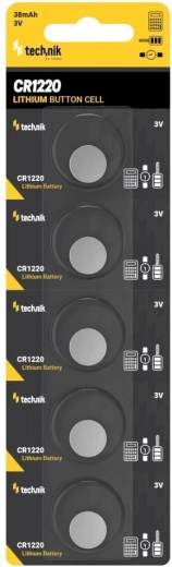 Technik Platinum lithiová knoflíková baterie CR1220 3V – balení 5 ks