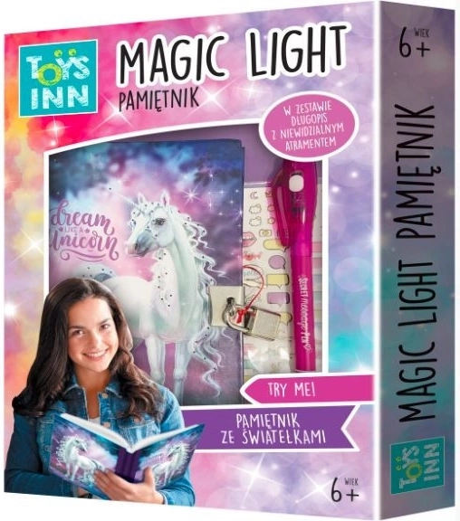 Magický deník Unicorn se svítícími LED a zámkem