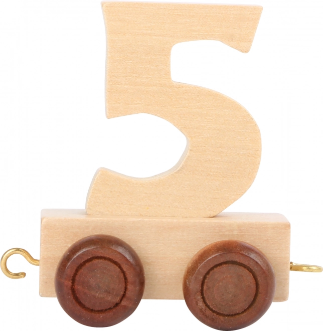 Vagónek dřevěné vláčkodráhy – přírodní číslice 5