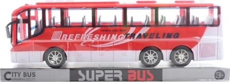 Plastový autobus na setrvačník – červený