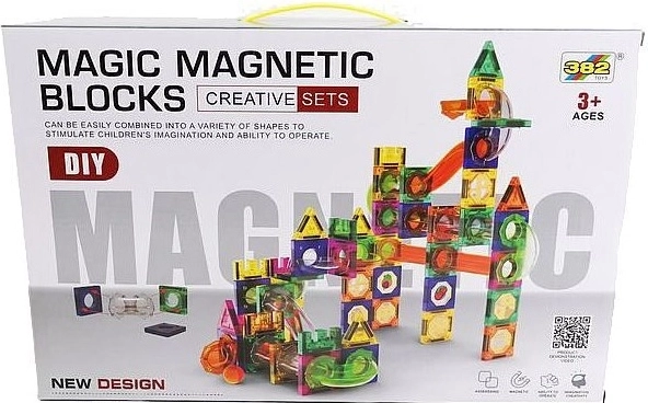 Magnetická stavebnice s kuličkovou dráhou, 160 dílků