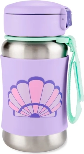 Skip Hop láhev s brčkem z nerezu Mušle 350 ml