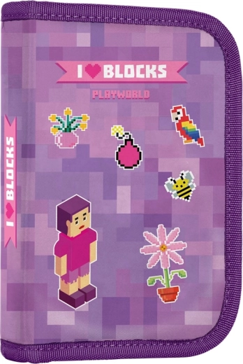 Školní penál s 2 chlopněmi Playworld Girl, prázdný