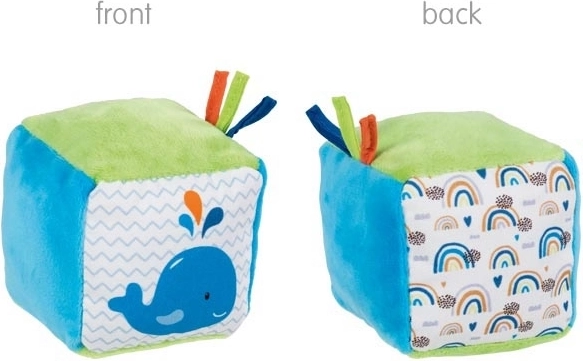 Goki Textilní motorická kostka Velryba Duha