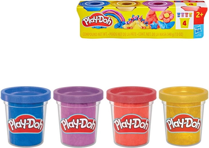Play-Doh metalická modelína s konfetami, 4 kelímky