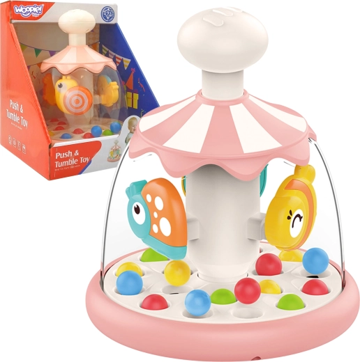 Woopie baby kolotočový bublifuk – růžový točící bąček se zvířátky a kuličkami