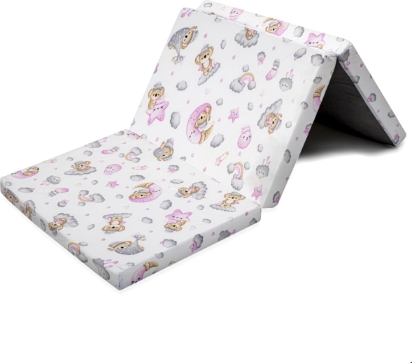 Skládací dětská matrace NEW BABY Standard 120 × 60 × 5 cm – koala růžová