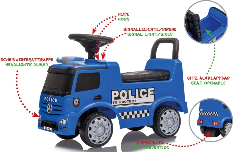Dětské odstrkovadlo Mercedes-Benz Antos Police 2 v 1