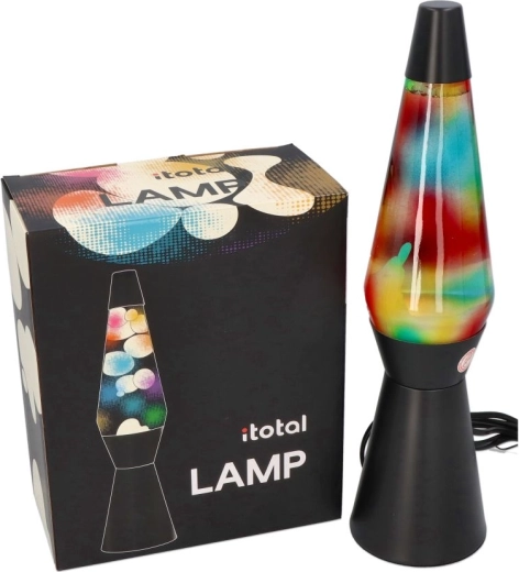 Duhová lávová lampa s černým podstavcem