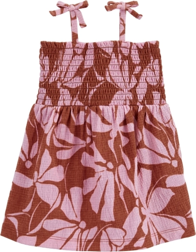 Carter’s bavlněné šaty s kalhotkami brown floral pro holčičku – 6m