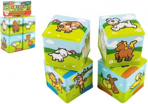 Pěnové kostky moje první zvířátka 7 × 7 cm, 4 ks