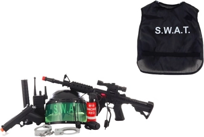 Policejní sada SWAT s helmou a taktickou výbavou pro děti