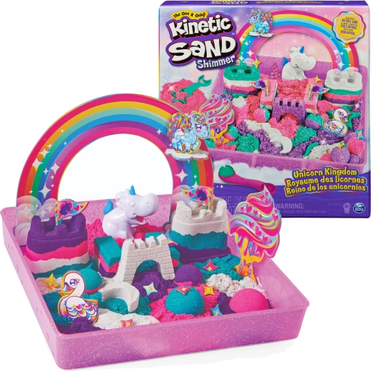 Kinetický písek Unicorn Kingdom 907 g se třpytkami a doplňky