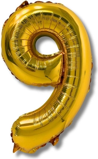 Fóliový balonek číslo 9, 40 cm, zlatý