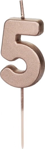 Dortová svíčka rose gold číslo 5