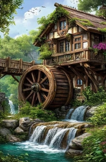 Norimpex diamantové malování mlýn na potoce 30 × 40 cm