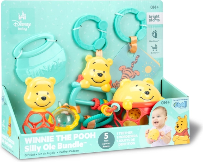 Dárková multisenzorická sada Disney Baby Medvídek Pú - 5 ks