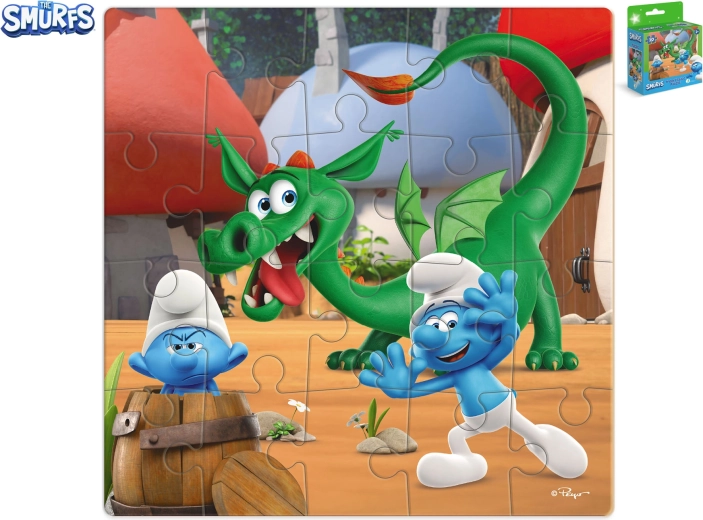 Puzzle Šmoulové – hra na schovávanou s drakem (20 dílků)