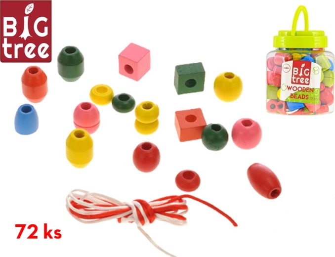 Dřevěné korálky v dóze – 72 ks