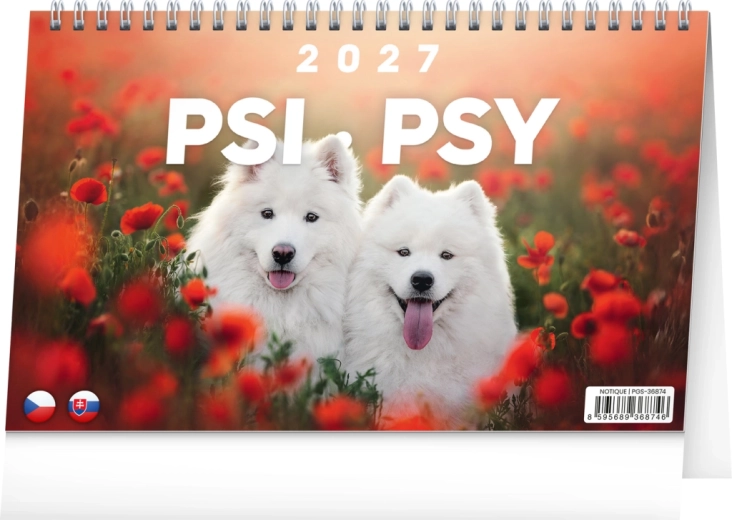 Notique stolní kalendář psi – psy cz/sk 2027 (23,1 × 14,5 cm)