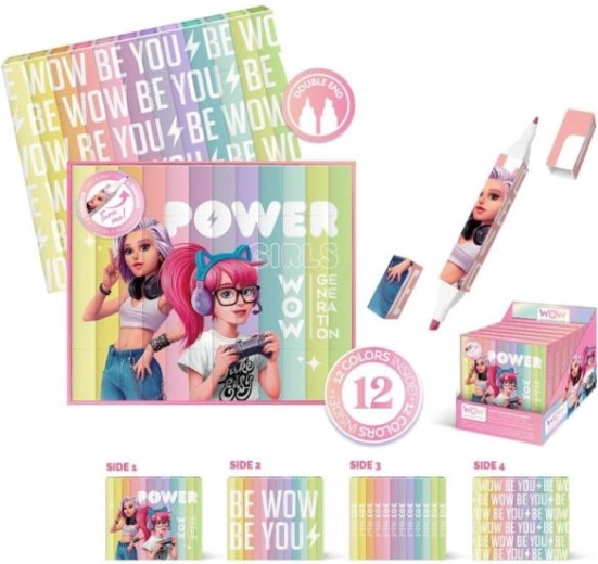 Oboustranné fixy 12 barev WOW Generation