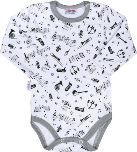 New Baby Music kojenecké bavlněné body s dlouhým rukávem