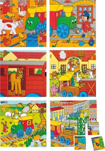 Dřevěné obrázkové kostky Mašinka 4x4