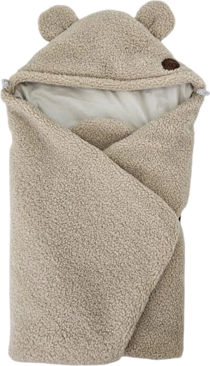EKO zavinovací fusak do autosedačky bouclé s bavlnou dark beige 110 × 100 cm – Light Beige