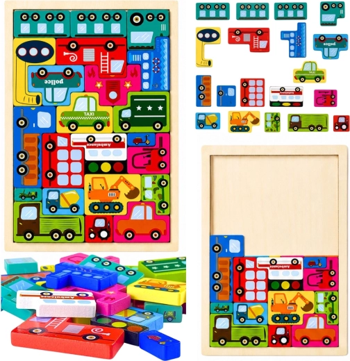Dřevěné puzzle dopravní prostředky 23 dílů