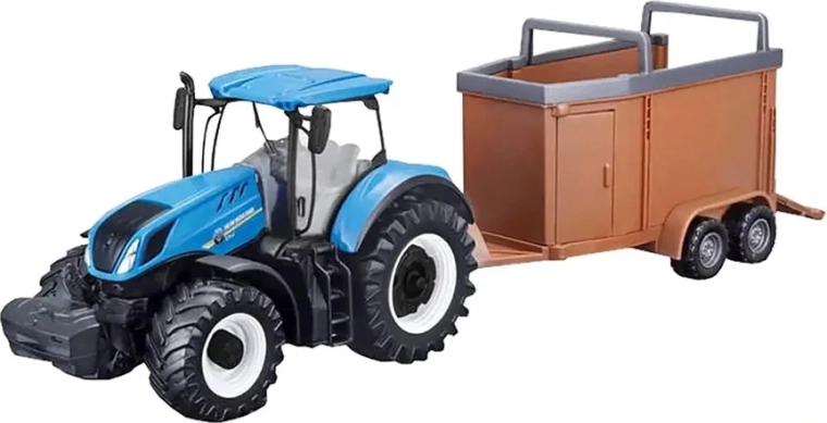 Bburago FarmLand kovový traktor s přívěsem a setrvačníkem 10 cm, assort - 1 kus