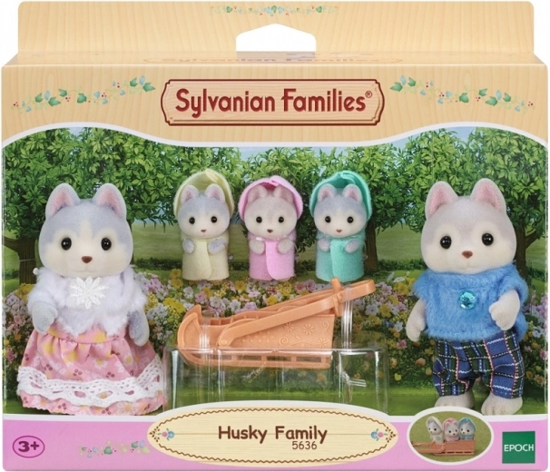 Rodina husky SYLVANIAN FAMILIES – sada figurek se sáňkami