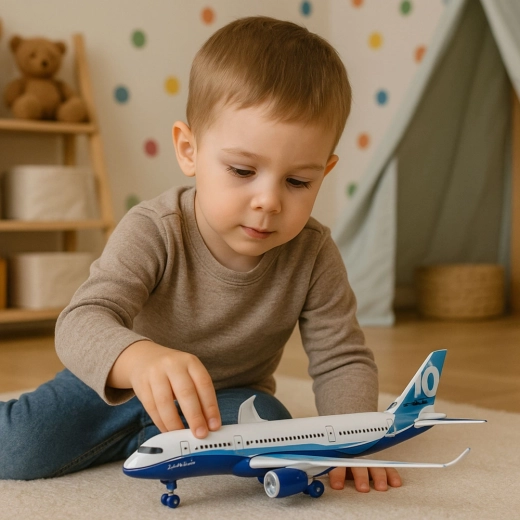 LED světla a zvuky letadla