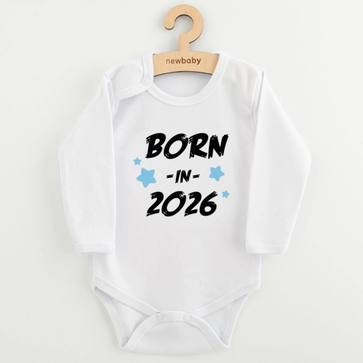 Dětské body s potiskem NEW BABY Born in 2026, modré