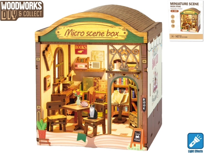 Dřevěná stavebnice Woodworks Knihkupectví se světlem