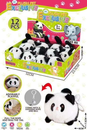 Plyšový natahovací přívěsek panda 10,5 cm