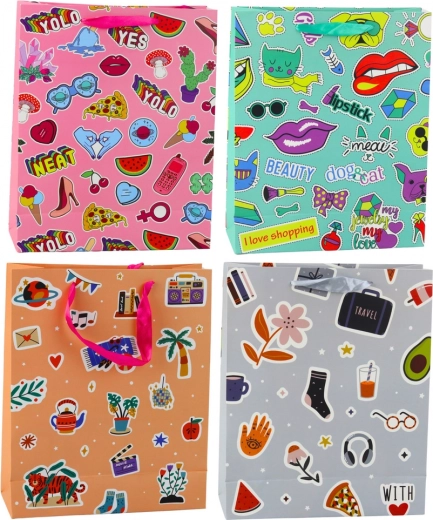 Dárková taška s barevnými samolepkami 32 × 26 × 12 cm