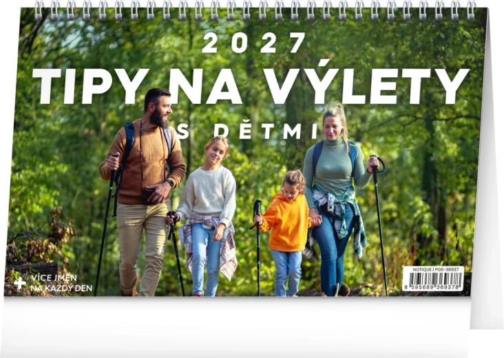 Notique stolní kalendář tipy na výlety s dětmi 2027 (23,1 × 14,5 cm)